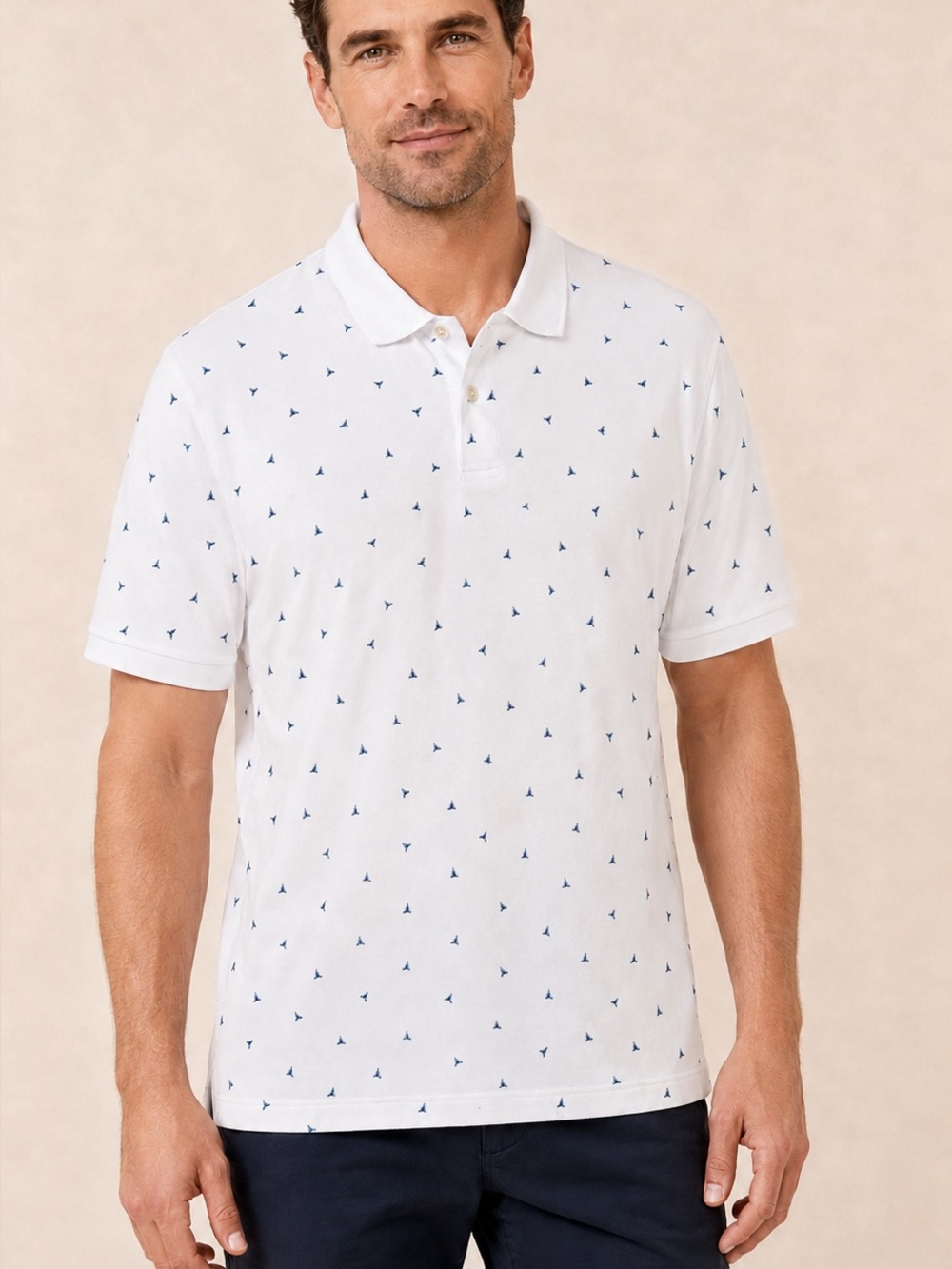 Banana Republic Luxe Touch Performance Polo Men’s XL Tall Geometric Print